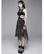 Devil Fashion Black and Brown Vintage Pattern Sexy Gothic Hollow-out Irregular Dress