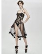 Eva Lady Black Sexy Gothic Transparent Lace Flower Corset Top for Women