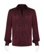 Punk Rave Dark Red Gothic Jacquard Long Sleeve Casual Shirt for Men