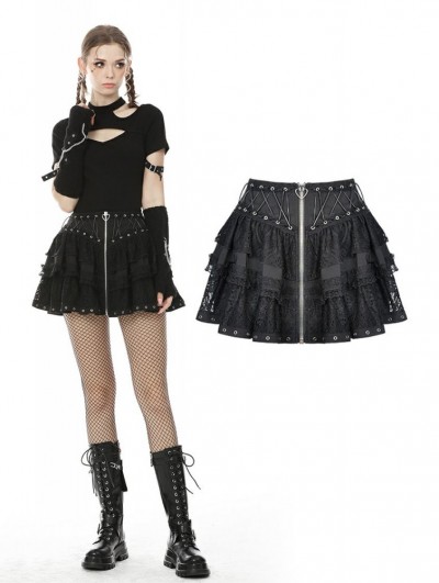 Dark in Love Black Gothic Punk Grunge Lace Mini Skirt