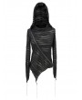 Devil Fashion Black Gothic Punk Asymmetric Long Sleeve Hooded Top for Women