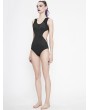 Devil Fashion Black Gothic Sexy One-Piece Swimsuit for Women