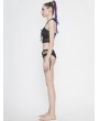 Devil Fashion Black Gothic Sexy Lace-up T-back for Women