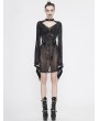 Devil Fashion Black Gothic Sexy Transparent Net Long Sleeve Short Dress