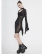 Devil Fashion Black Gothic Sexy Transparent Net Long Sleeve Short Dress