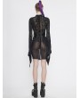 Devil Fashion Black Gothic Sexy Transparent Net Long Sleeve Short Dress