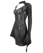 Devil Fashion Black Gothic Sexy Transparent Net Long Sleeve Short Dress