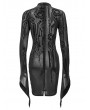 Devil Fashion Black Gothic Sexy Transparent Net Long Sleeve Short Dress