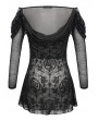 Devil Fashion Black Sexy Gothic Transparent Long Sleeve T-Shirt for Women