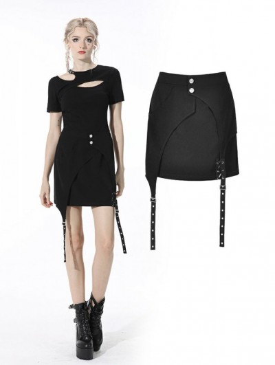 Dark in Love Black Gothic Punk Asymmetrical Daily Wear Mini Skirt