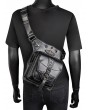 Black Gothic Punk PU Leather Snake Pattern Waist Shoulder Messenger Bag