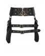 Black Gothic Punk PU Leather Zipper Front Lace-Up Back Double Waist Messenger Bag