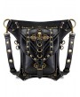 Black Gothic Punk Skull PU Leather Travel Close-Fitting Waist Shoulder Messenger Bag