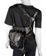 Black Gothic Punk Skull PU Leather Travel Close-Fitting Waist Shoulder Messenger Bag