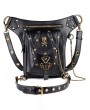 Black Gothic Punk Skull Chain PU Leather Travel Waist Shoulder Messenger Bag