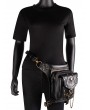 Black Gothic Punk Skull Chain PU Leather Travel Waist Shoulder Messenger Bag