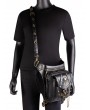 Black Gothic Punk Skull Chain PU Leather Travel Waist Shoulder Messenger Bag
