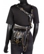 Black Gothic Punk Skull Chain PU Leather Travel Waist Shoulder Messenger Bag