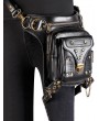 Black Gothic PU Leather Motorcycle Travel Waist Shoulder Messenger Bag