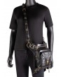Black Gothic PU Leather Motorcycle Travel Waist Shoulder Messenger Bag