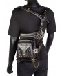 Black Gothic PU Leather Motorcycle Travel Waist Shoulder Messenger Bag