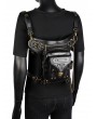 Black Gothic PU Leather Motorcycle Travel Waist Shoulder Messenger Bag