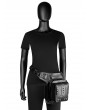 Black Gothic Steampunk Rivets Fashion Travel Waist Shoulder Messenger Bag