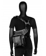 Black Gothic Steampunk Rivets Fashion Travel Waist Shoulder Messenger Bag
