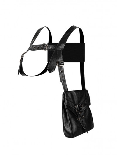 Black Gothic Punk Motorcycle Outdoor Unisex Harness Belt Bag