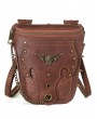 Brown Vintage Snake Pattern Rivets Chain Travel Shoulder Backpack Bag