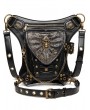 Black Gothic Punk Rivets Chain Motorcycle Travel Waist Shoulder Messenger Bag