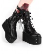 Women's Black Gothic Punk Rivets Platform Mid-Calf Boots