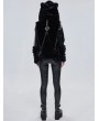 Devil Fashion Black Gothic Cute Casual Warm Fur Short Hooded Jacket for Women