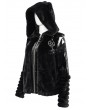 Devil Fashion Black Gothic Cute Casual Warm Fur Short Hooded Jacket for Women