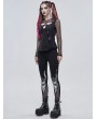 Devil Fashion Black Gothic Punk Patterned Slim Fit Long Leggings for Women