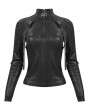 Devil Fashion Black Gothic Punk Pentagram Long Sleeve Buckle Belt T-Shirt for Women