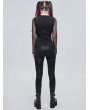Devil Fashion Black Gothic Punk Hollow-Out Long Sleeve T-Shirt for Women