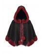 Devil Fashion Black and Red Retro Gothic Short Hooded Cloak for Women