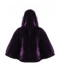 Devil Fashion Purple Gothic Faux Fur Winter Warm Hooded Short Cape Coat for Women