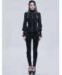 Devil Fashion Blue Retro Gothic Velvet Long Sleeve Blouse for Women