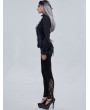 Devil Fashion Blue Retro Gothic Velvet Long Sleeve Blouse for Women