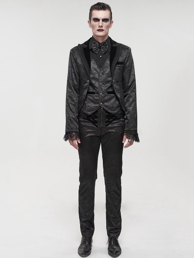 Devil Fashion Black Vintage Gothic Faux Two Pieces Party Swallow Tail Coat for Men