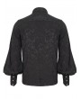 Devil Fashion Black Gothic Retro Jacquard Long Lantern Sleeve Shirt for Men