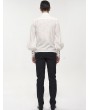 Devil Fashion White Gothic Retro Jacquard Long Lantern Sleeve Shirt for Men