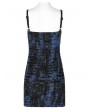 Punk Rave Blue Gothic Grunge Punk Abstract Printing Slip Dress