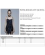 Punk Rave Blue Gothic Grunge Punk Abstract Printing Slip Dress