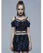 Punk Rave Blue Gothic Grunge Punk Knitted Sexy Short T-Shirt for Women