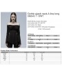 Punk Rave Black Gothic Off-the-Shoulder Long Sleeve Irregular T-Shirt for Women