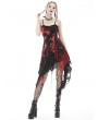 Dark in Love Red Gothic Punk Rock Irregular Net Dye Strap Irregular Dress