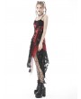 Dark in Love Red Gothic Punk Rock Irregular Net Dye Strap Irregular Dress